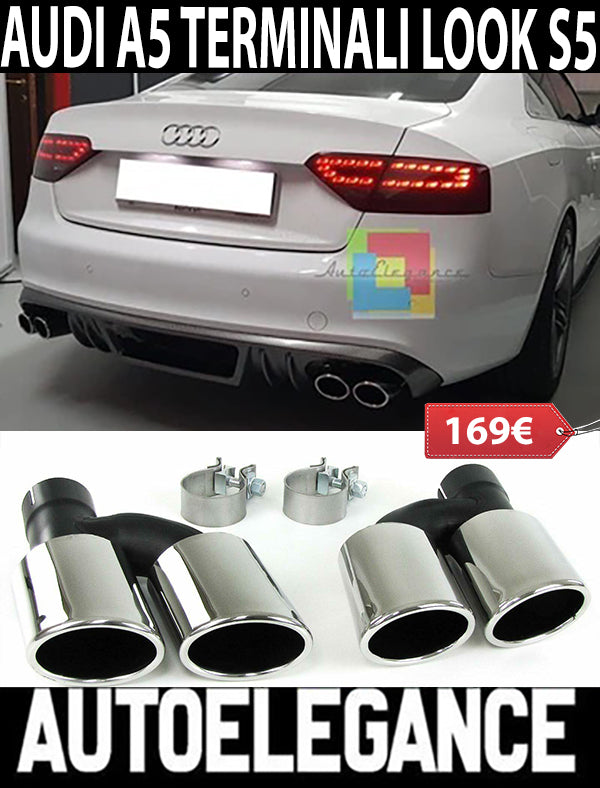 AUDI A5 COUPE SPORTBACK DOUBLE EXHAUST TIPPER STEEL LOOK S5 SLINE