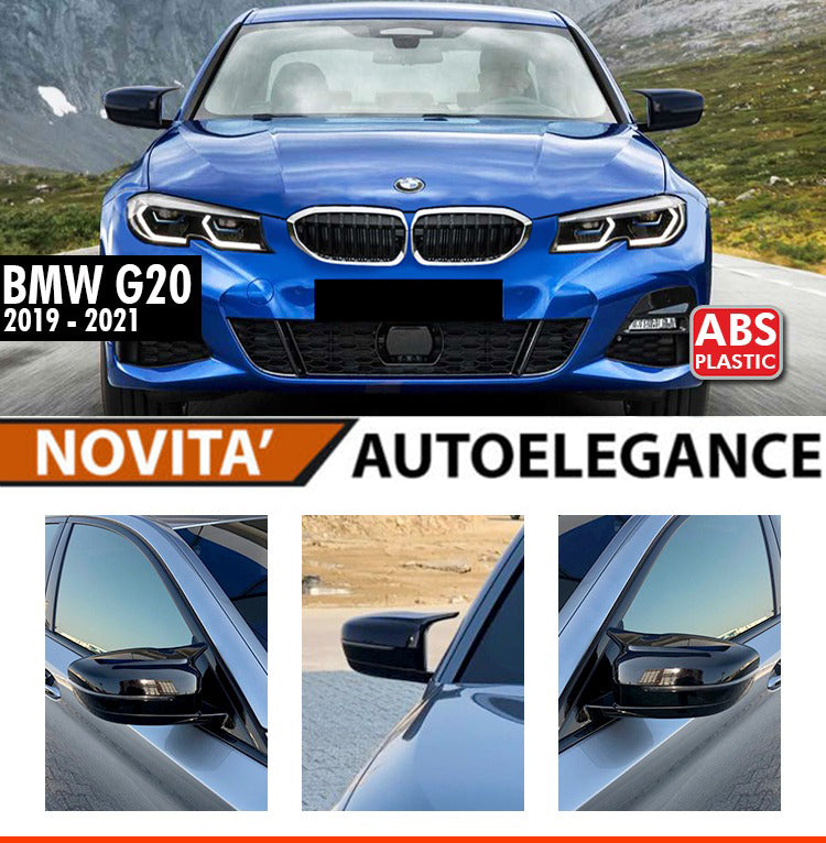 CALOTTE ADESIVE SPECCHI BMW SERIE 3 G20 G21 SPECCHIETTI RETROVISORI NERO LUCIDO AUTOELEGANCERICAMBI