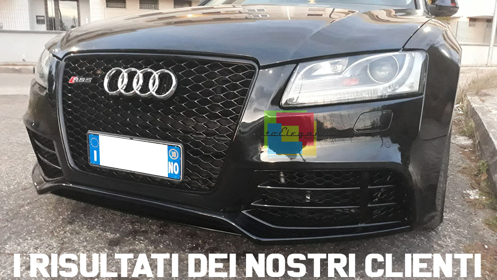 AUDI A5 2007-2011 PARAURTI ANTERIORE COMPLETO + GRIGLIA ANTERIORE NERA LOOK RS5 AUTOELEGANCERICAMBI