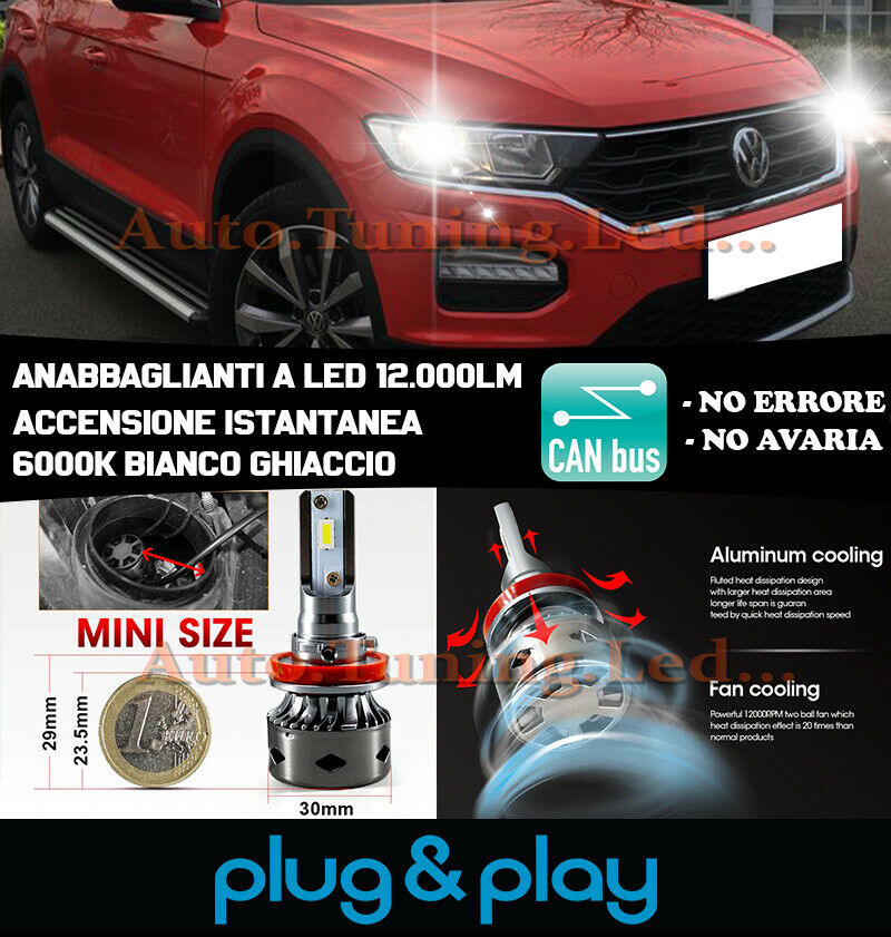 VW T-ROC LED LOW BEAM HEADLIGHTS T ROC INSTANT NO FAILURE 12,000LM