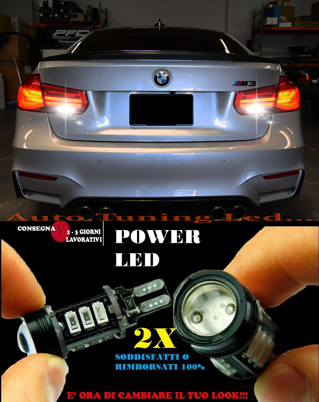 BMW SERIE 5 F10, F18 6000K LAMPADE RETROMARCIA A LED T15 W16W CANBUS NO ERROR AUTOELEGANCERICAMBI