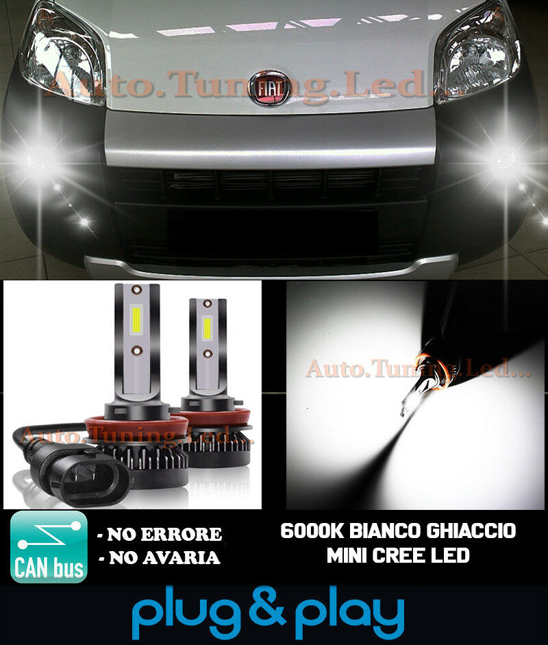 LAMPADE FENDINEBBIA A LED CREE FIAT FIORINO CAMBUS BIANCO GHIACCIO 8000LM