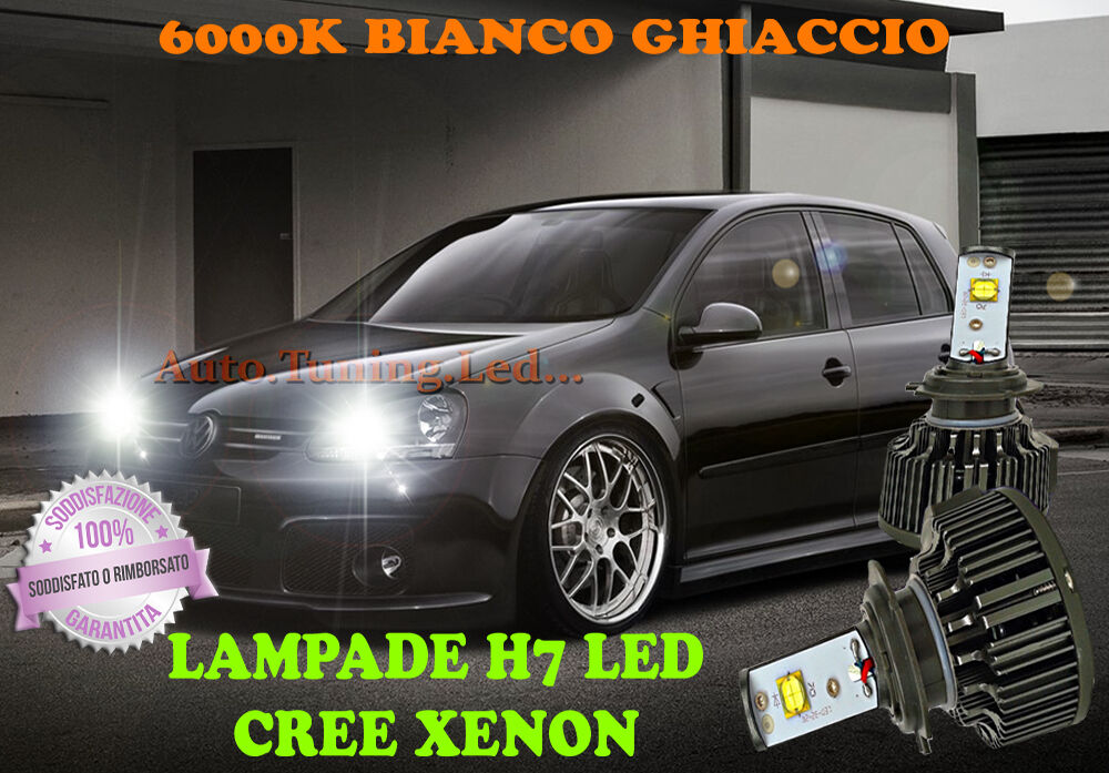 VW GOLF MK5 V LAMPADE H7 CREE XENON ABBAGLIANTI 6000K BIANCO RAPIDO