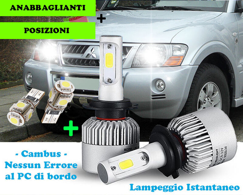 LAMPADE ABBAGLIANTI ANABBAGLIANTI + POSIZIONI LED MITSUBISHI PAJERO 00-07 CREE