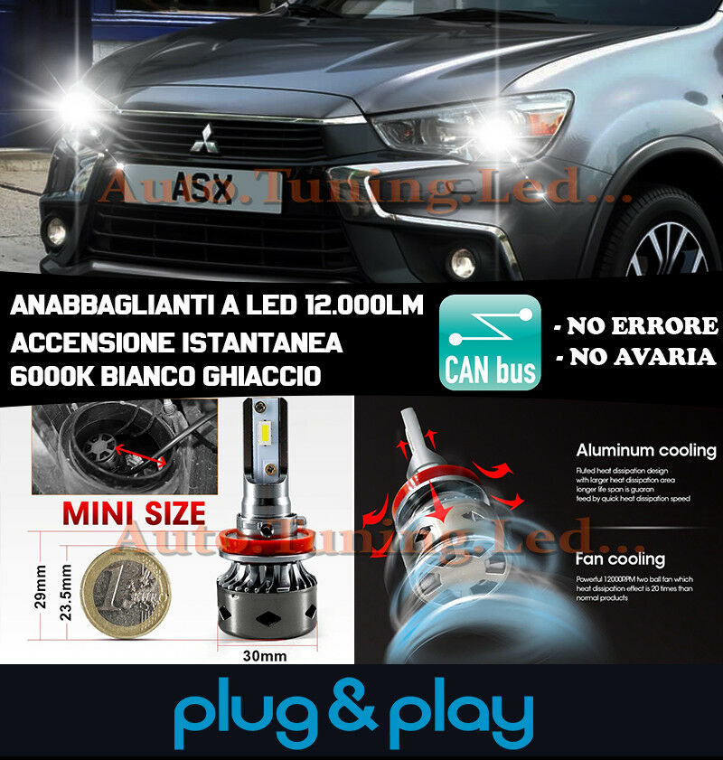 MITSUBISHI ASX LED LOW BEAM HEADLIGHTS INSTANT NO FAILURE 12,000LM