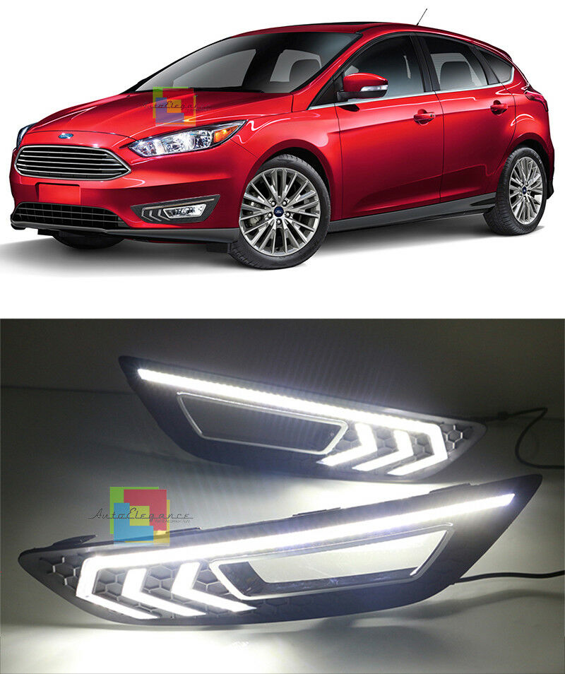 FOG LIGHT GRILLES LED DAYTIME LIGHTS FOR FORD FOCUS MK3 2015+ LIFT