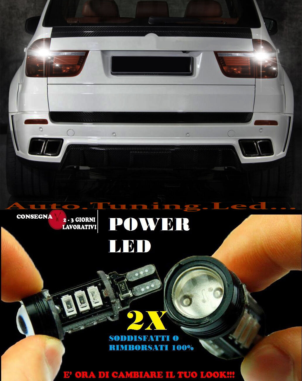 BMW X5 E70 6000K LAMPADE RETROMARCIA A LED T15 W16W CANBUS NO ERROR AUTOELEGANCERICAMBI