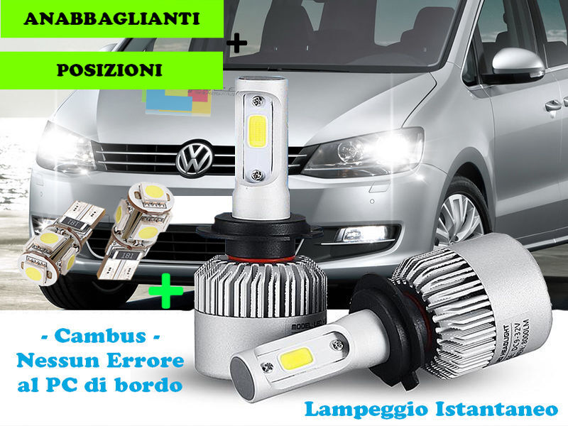 LAMPADE ANABBAGLIANTI CREE LED + T10 POSIZIONI PER VW SHARAN 2010+