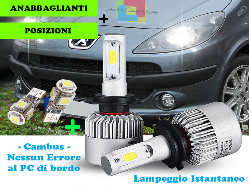 LAMPADE ABBAGLIANTI ANABBAGLIANTI + POSIZIONI LED PEUGEOT 1007 2005-2009 CREE