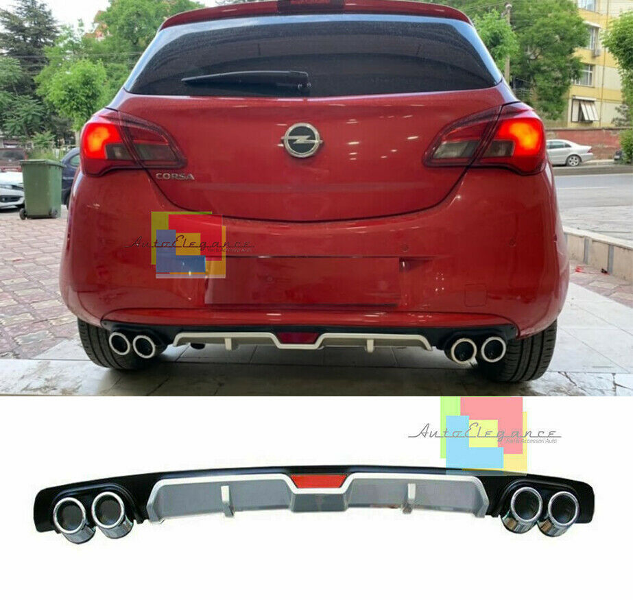 OPEL CORSA E 2014+ SOTTO PARAURTI POSTERIORE DIFFUSORE QUATTRO TERMINALI ABS -