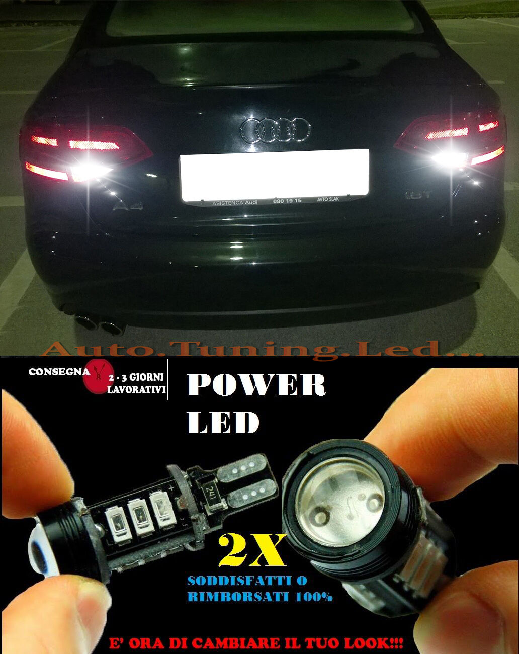 AUDI A4 B8 6000K LAMPADE RETROMARCIA A LED T15 W16W CANBUS NO ERROR AUTOELEGANCERICAMBI