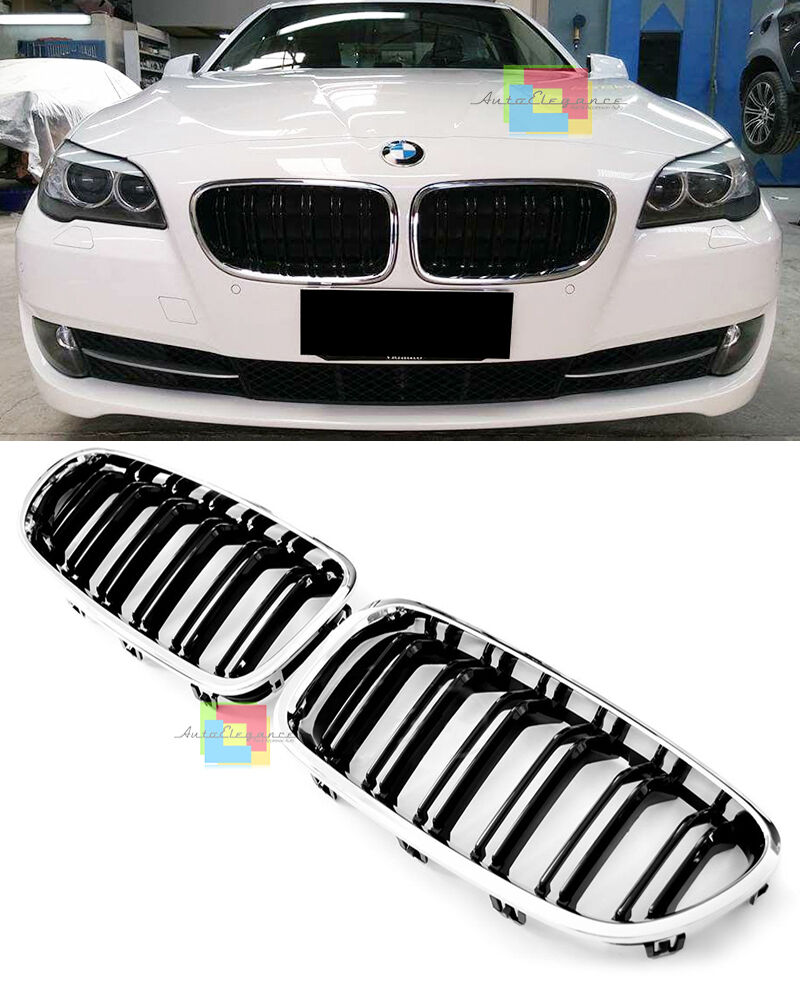 CALANDRA BMW F10 F11 2010+ GRIGLIE NERE BORDO CROMATO LOOK M5 DOPPIA STRISCIA AUTOELEGANCERICAMBI