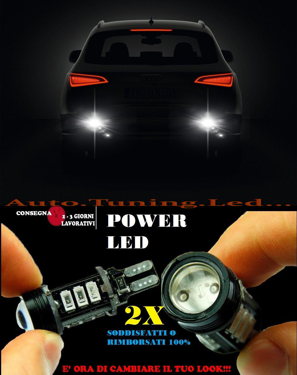 AUDI Q5 6000K LAMPADE RETROMARCIA A LED T15 W16W CANBUS NO ERROR AUTOELEGANCERICAMBI