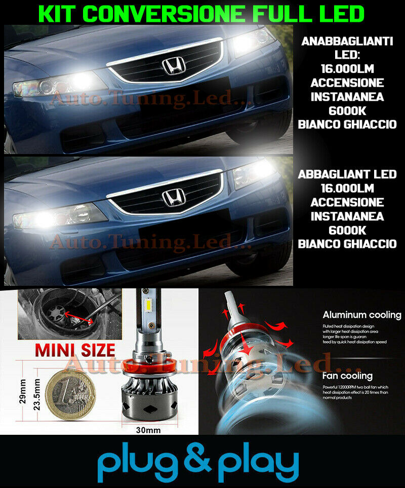 LOW BEAM + HIGH BEAM LED 16,000LM FOR HONDA ACCORD VII