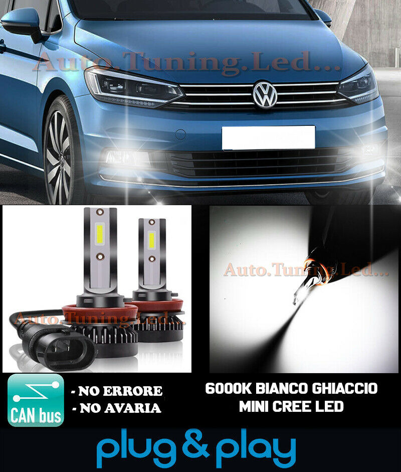 LAMPADE FENDINEBBIA A LED CREE VW TOURAN 5T CAMBUS BIANCO 8000LM