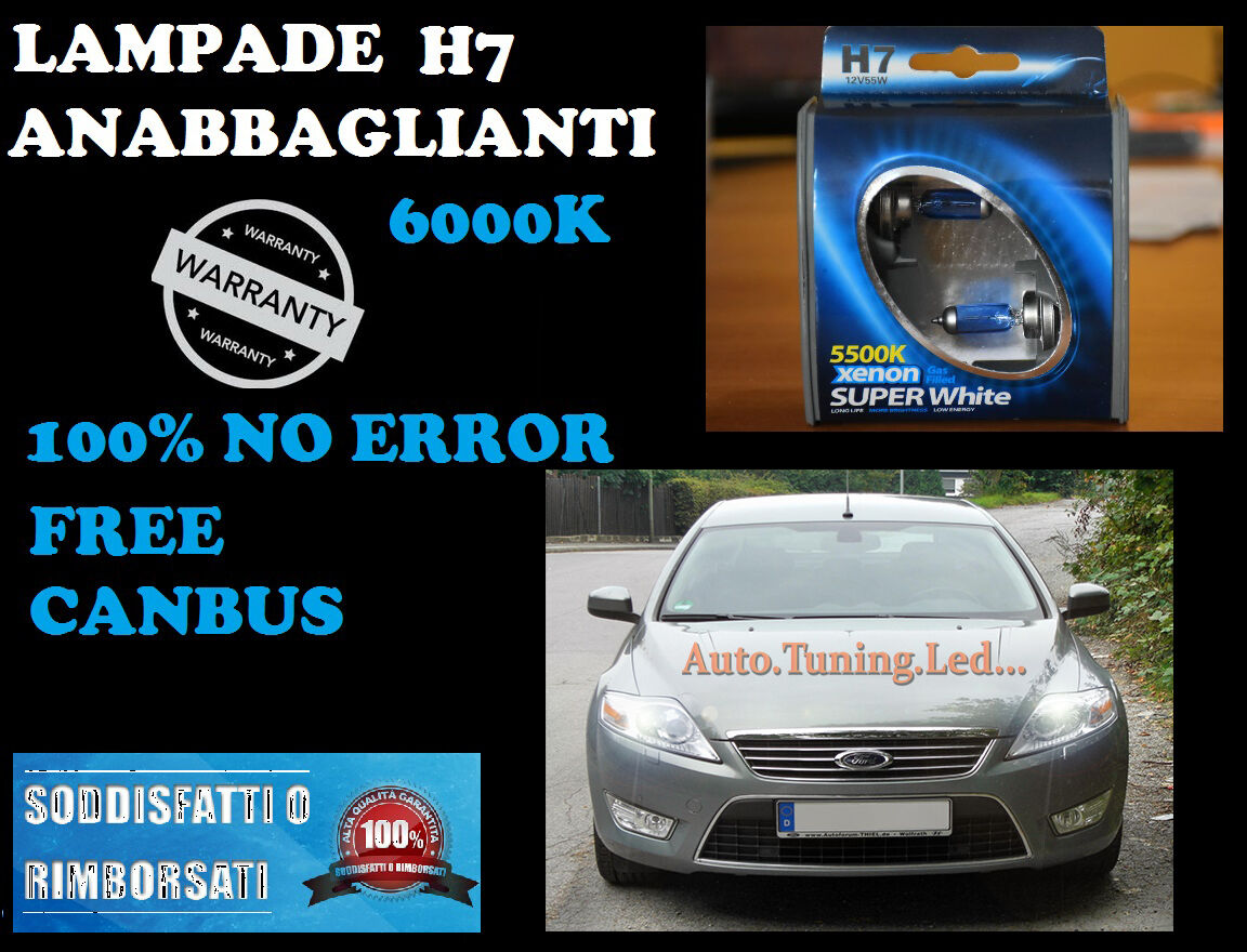 FORD MONDEO MK4 COPPIA LAMPADE H7 BLUE XENON BIANCO ANABBAGLIANTE 55W 12V