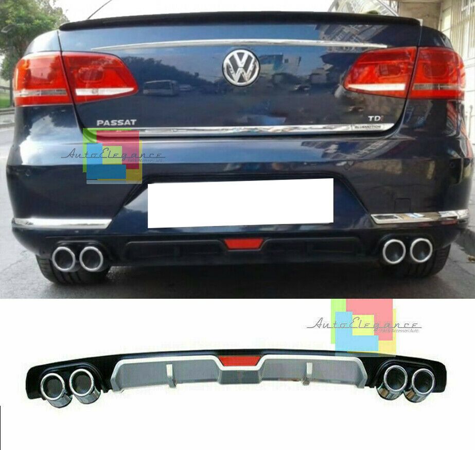 VW PASSAT 3C B7 SOTTO PARAURTI POSTERIORE DIFFUSORE QUATTRO TERMINALI ABS -