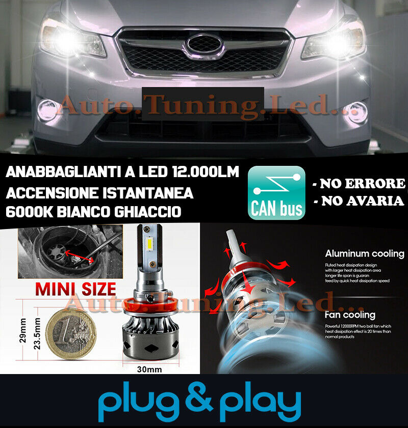 LAMPADE ANABBAGLIANTI LED SUBARU FORESTER MK4 ISTANTANEO NO AVARIA 12.000LM