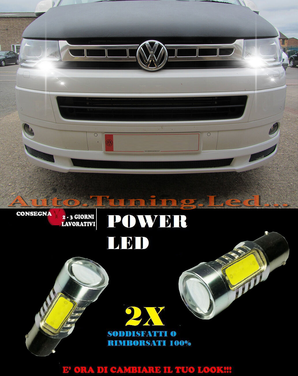 VW TRANSPORTER T5 PAIR OF LED DAYTIME LIGHTS 6000K P21W BA15 NO ERROR