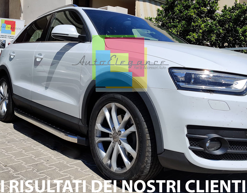 AUDI Q3 8U 2012+ PEDANE LATERALI SOTTO PORTA ALLUMINIO CROMATO AUTOELEGANCERICAMBI