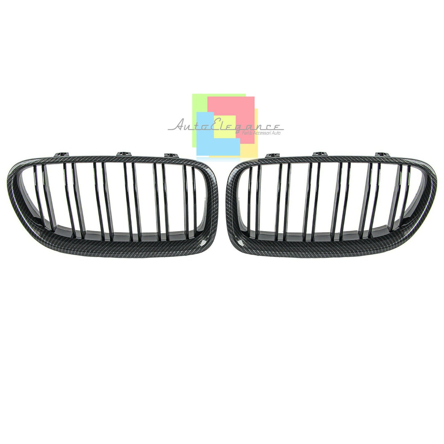 BMW 5 SERIES F10 F11 2010+ DOUBLE STRIPE GRILLES CARBON FRONT GRILLES