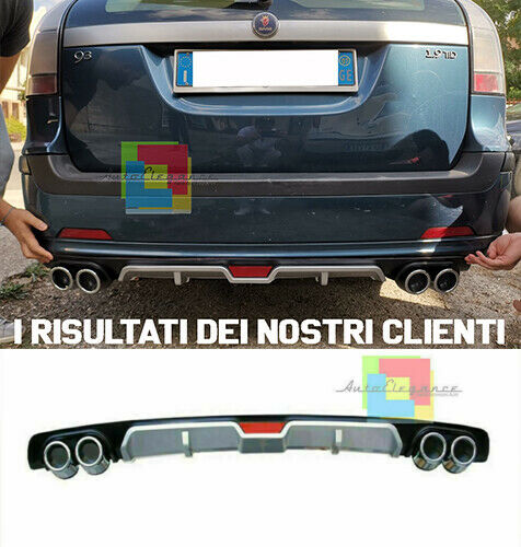 SAAB 9.3 9-3 SOTTO PARAURTI POSTERIORE DIFFUSORE QUATTRO TERMINALI ABS -