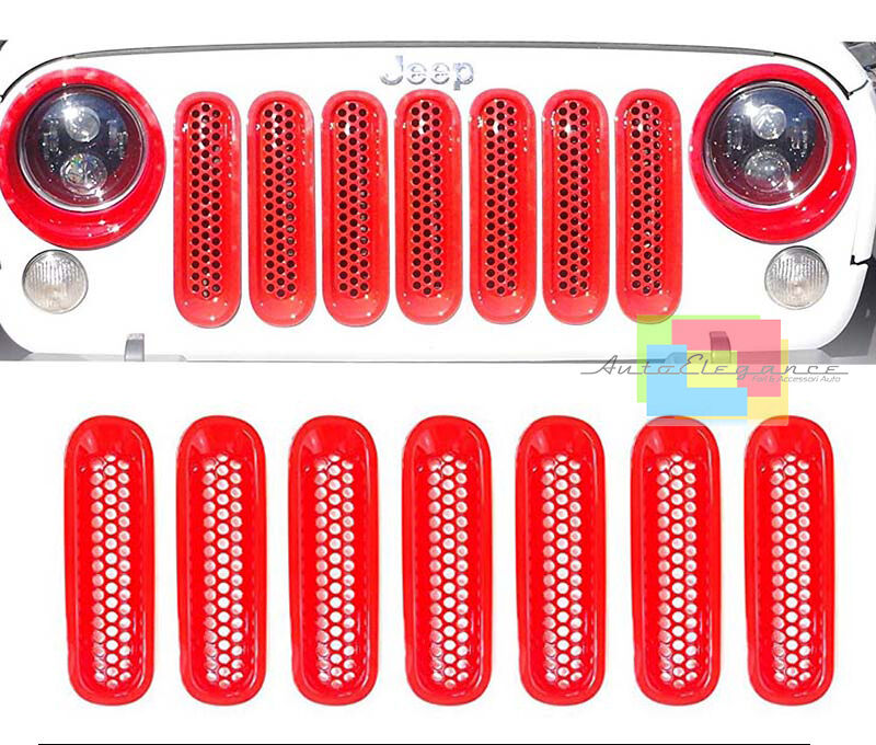 FRONT GRILLE ADHESIVE JEEP WRANGLER JK 2007-2016 RED IN ABS