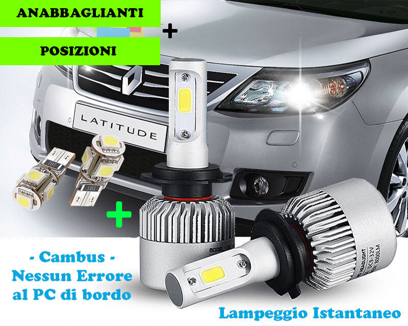 LAMPADE ANABBAGLIANTI CREE LED + T10 POSIZIONI PER RENAULT LATITUDE 2010+