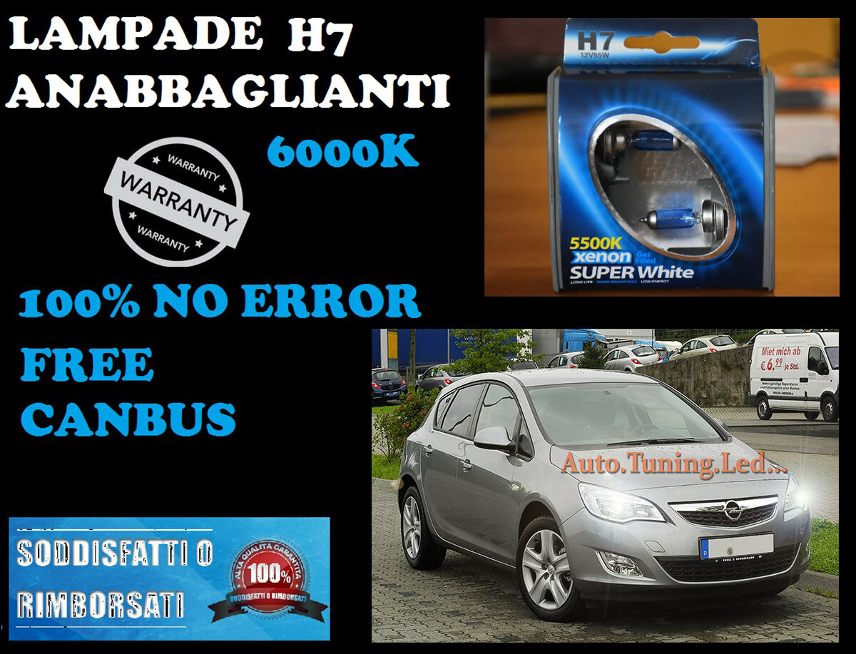 OPEL ASTRA J COPPIA LAMPADE H7 BLUE XENON BIANCO ANABBAGLIANTE 55W 12V
