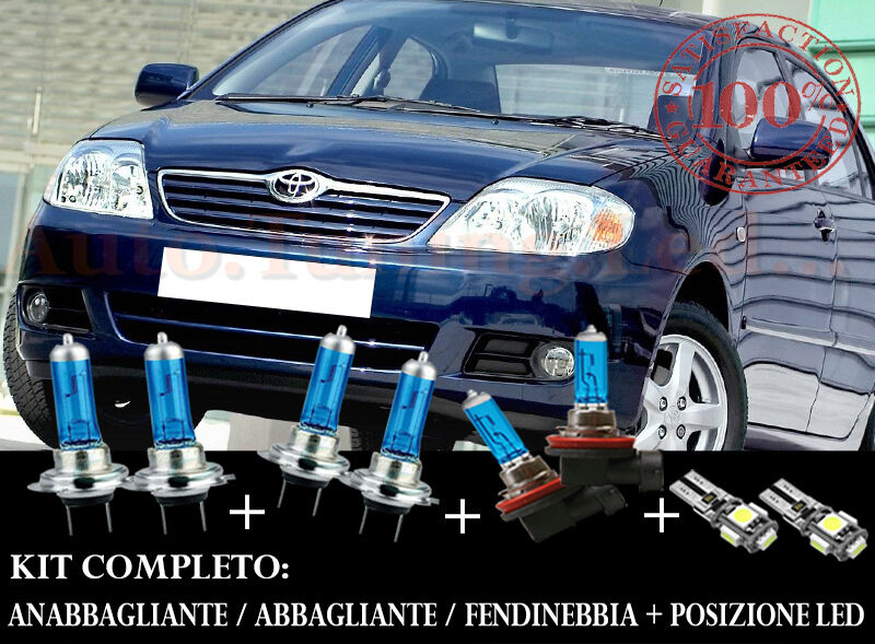 TOYOTA COROLLA 2002-2007 SET COMPLETO LAMPADE BLU XENON + POSIZIONE A LED