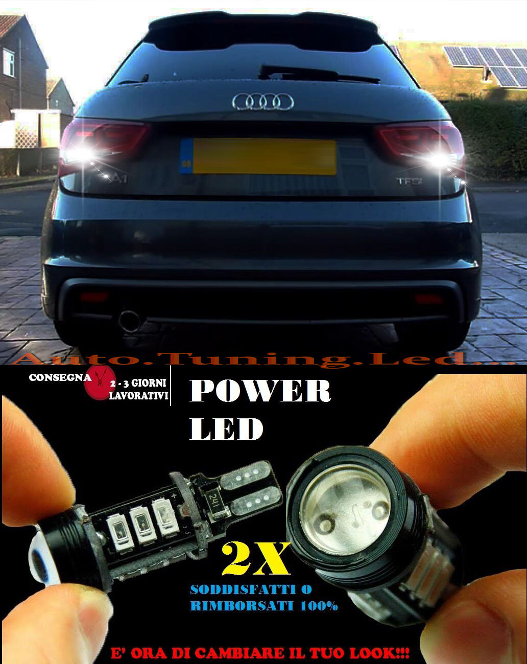 AUDI A1 6000K LAMPADE RETROMARCIA A LED T15 W16W CANBUS NO ERROR AUTOELEGANCERICAMBI