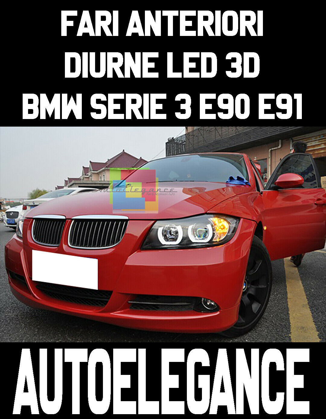 ANGEL EYE LED HEADLIGHTS FOR BMW 3 SERIES E90 E91 04-11 LENTICULAR HEADLIGHTS