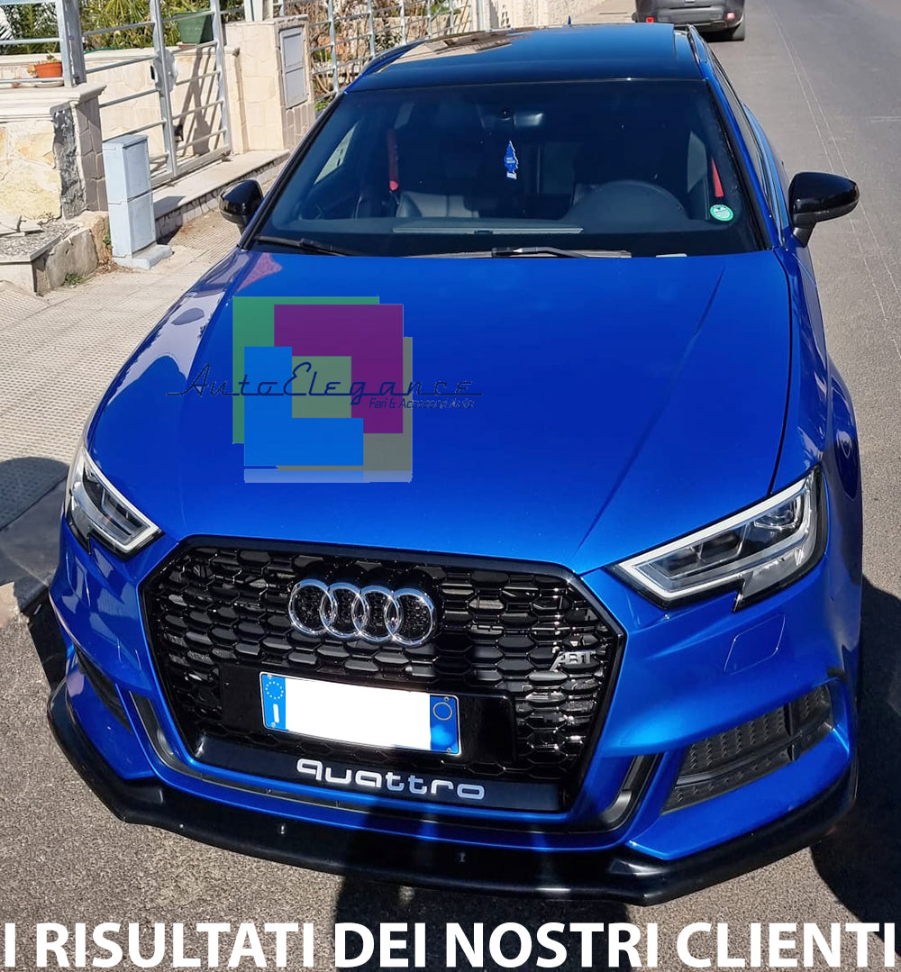 SPLITTER SOTTO PARAURTI PER AUDI A3 8V 2017+ S3 SLINE ABS NERO LUCIDO 0006