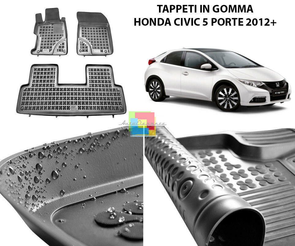 HONDA CIVIC 5 PORTE 2012+ TAPPETINI AUTO IN GOMMA - TAPPETI TOP QUALITA -1-