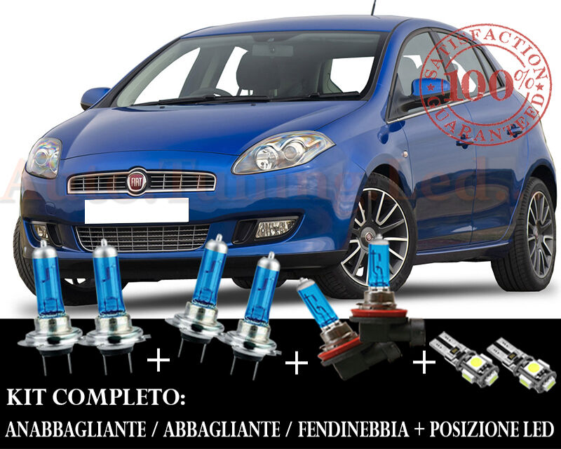 FIAT BRAVO 2007+ SET COMPLETO LAMPADE BLU XENON + POSIZIONE A LED