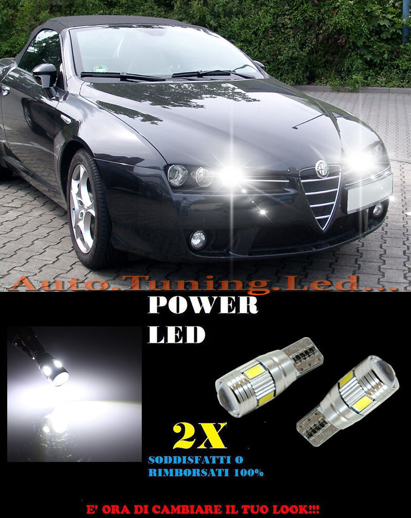 LUCI POSIZIONE ALFA ROMEO SPIDER 06+ CANBUS T10 BIANCO 6 LED SUPER QUALITA
