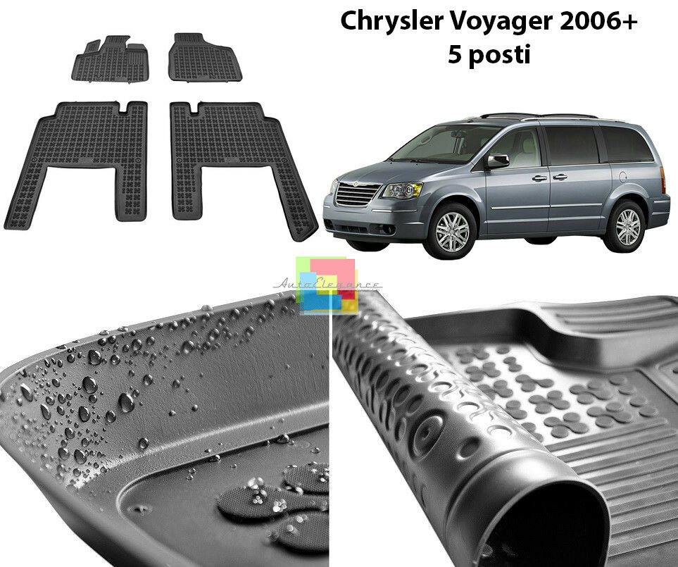 CHRYSLER VOYAGER 2006+ 5 POSTI TAPPETINI AUTO IN GOMMA - TAPPETI TOP QUALITA -1 AUTOELEGANCERICAMBI