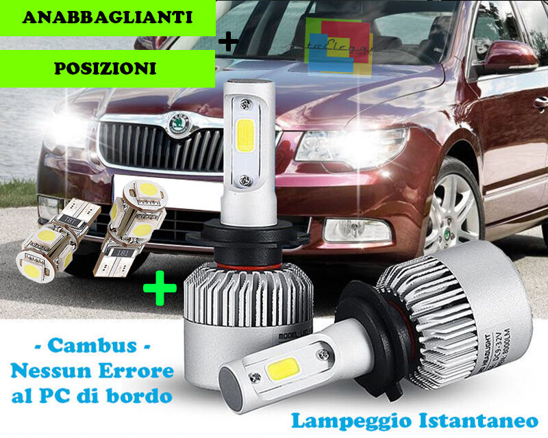 LED LOW BEAM LAMPS + POSITIONS T10 FOR SKODA SUPERB 2008-2013 CREE