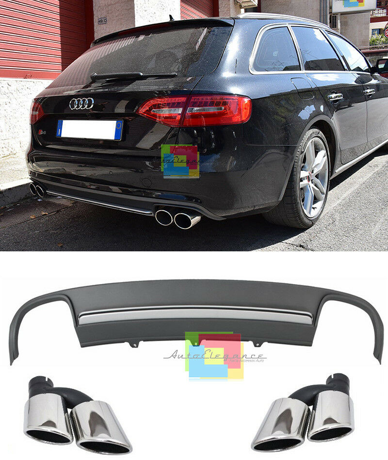 UNDER BUMPER AUDI A4 B8 8K 2012-2015 S4 REAR DIFFUSER WITH TIPPELS -.