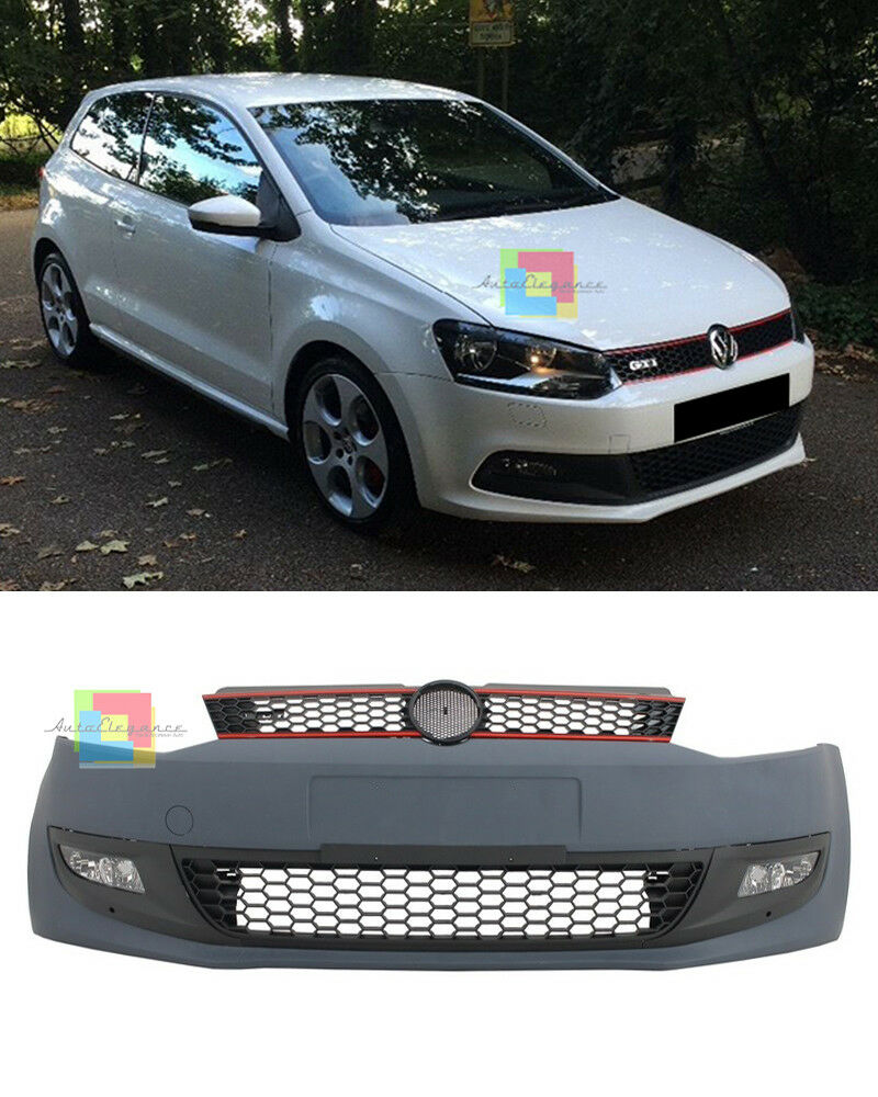 PARAURTI ANTERIORE PER VW POLO 6R 2009 IN POI CON GRIGLIA LOOK GTI IN ABS