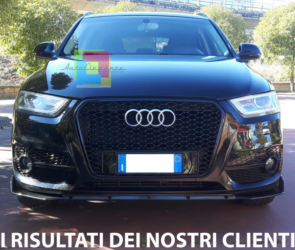 BLADE SUITABLE FOR AUDI Q3 2011-2016 FRONT BUMPER SPLITTER GLOSSY BLACK RS LOOK