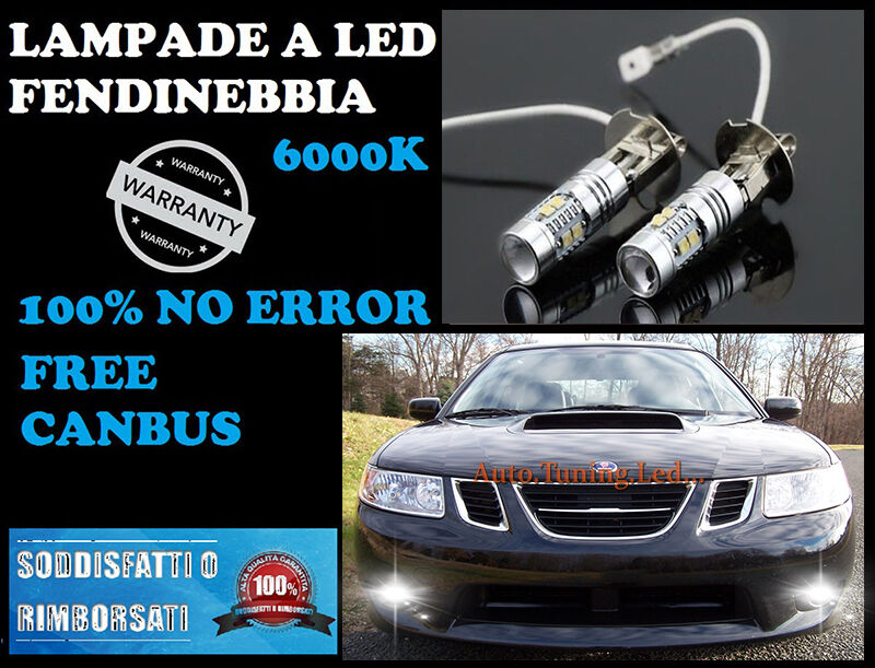 SAAB 9-3 93 2002-2007 LAMPADE FENDINEBBIA H3 LED CREE CANBUS 6000K COPPIA