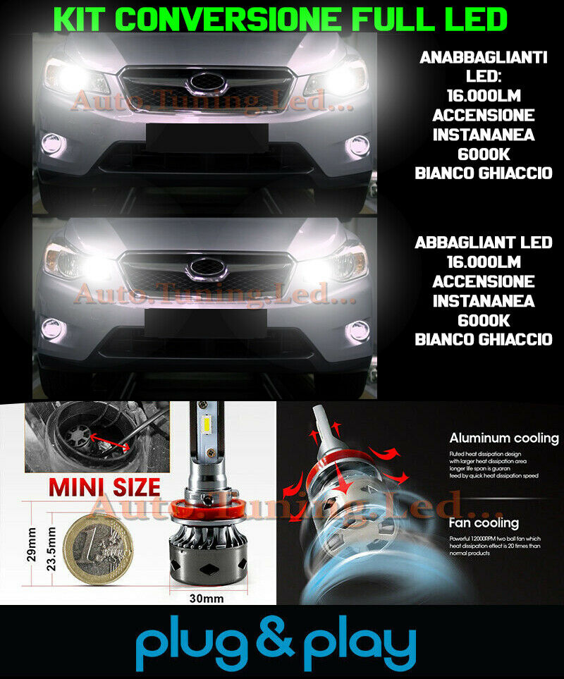 SUBARU FORESTER MK4 KIT LED LAMPADE ABBAGLIANTI H7 + ANABBAGLIANTI H7 16.000