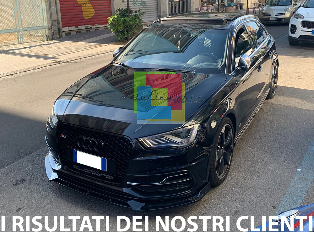 AUDI A3 8V SLINE SOTTO PARAURTI ANTERIORE ABS NERO RS3 S3 SPLITTER LAMA AUTOELEGANCERICAMBI
