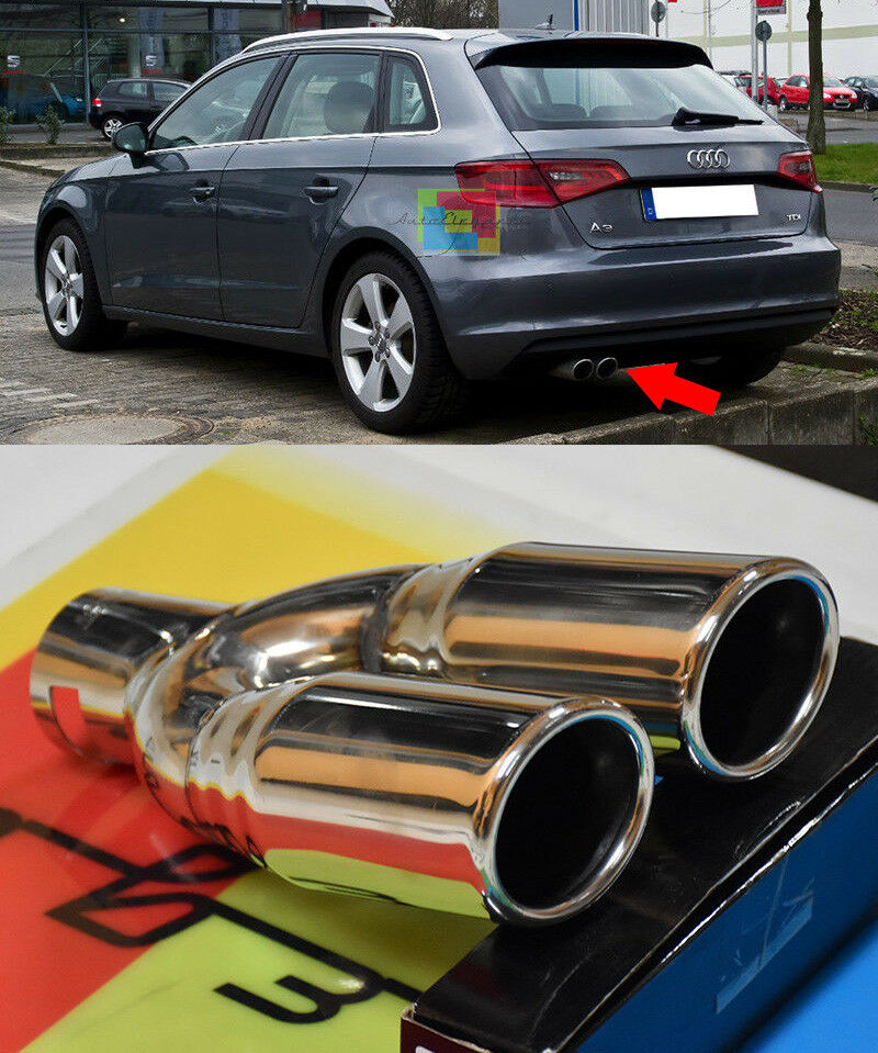 TERMINALI DOPPIO SCARICO CROMATI ACCIAIO INOX PER AUDI A3 8V 2012 IN POI