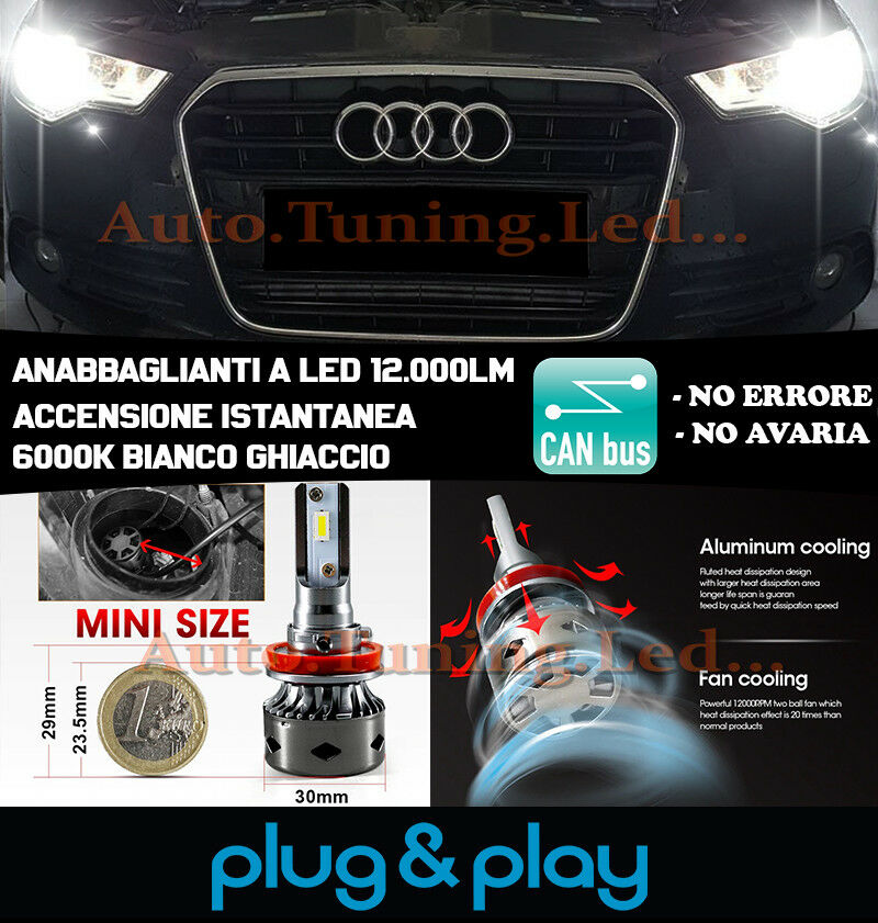LAMPADE ANABBAGLIANTI LED AUDI A6 C7 4G ISTANTANEO NO AVARIA 12.000LM