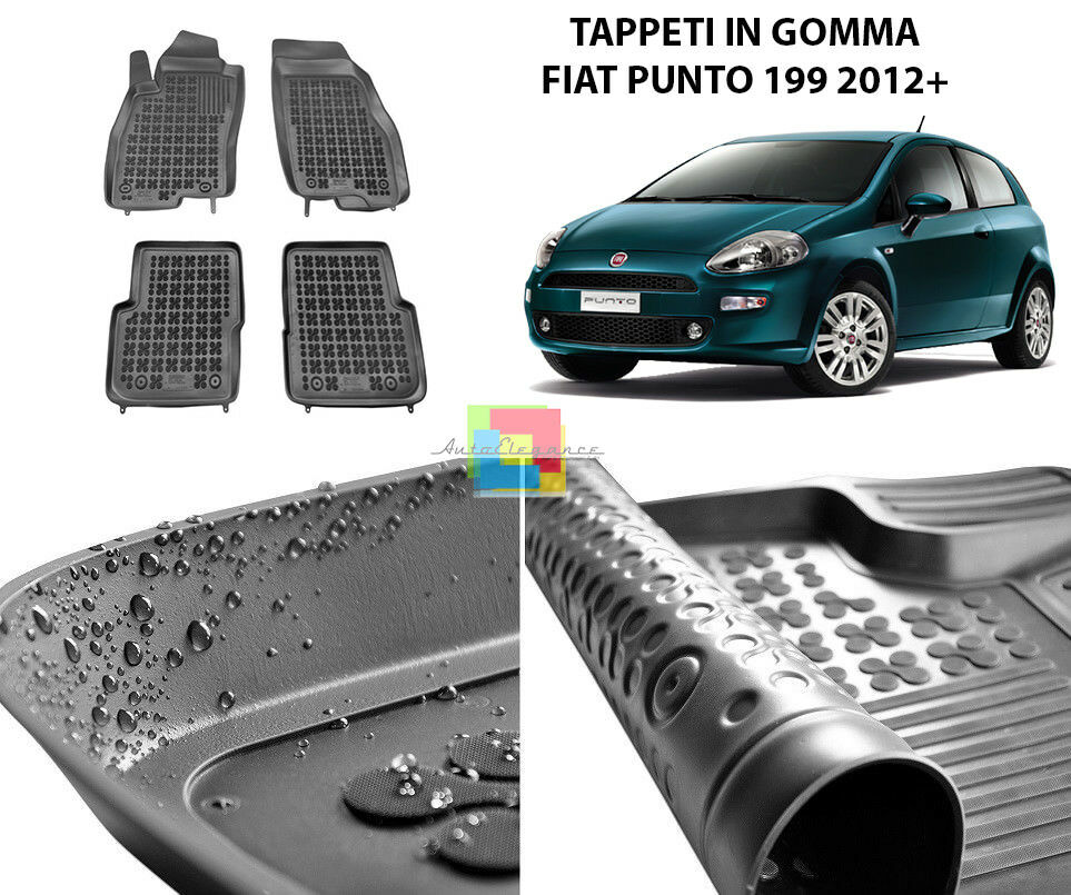 FIAT PUNTO 199 2012 IN POI TAPPETINI AUTO IN GOMMA - TAPPETI TOP QUALITA -1
