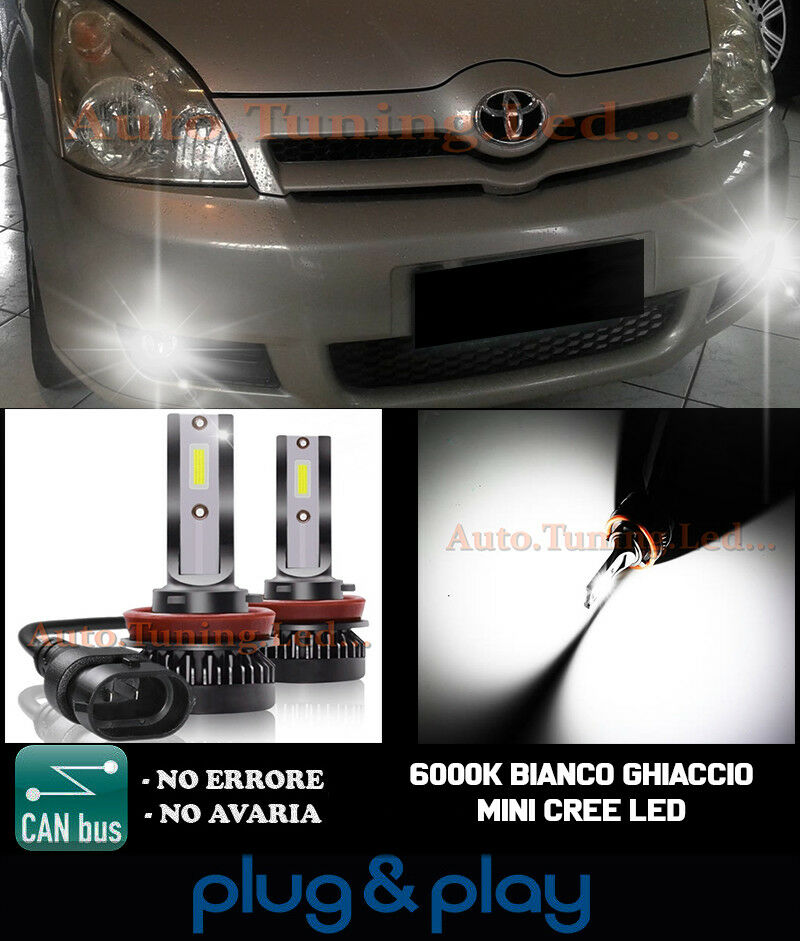 LAMPADE FENDINEBBIA A LED CREE TOYOTA YARIS VERSO CAMBUS BIANCO GHIACCIO 8000LM