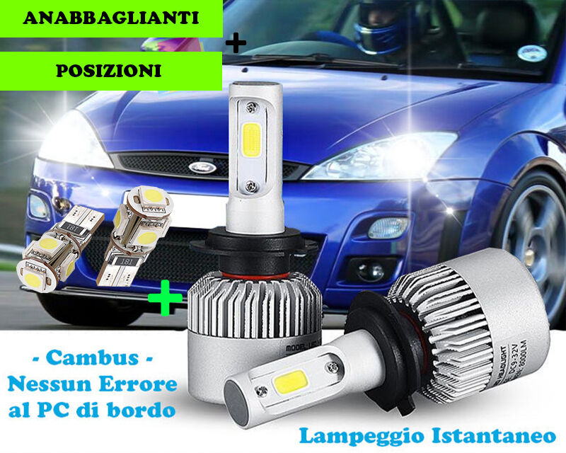 LAMPADE ANABBAGLIANTI LED + POSIZIONI T10 FORD FOCUS MK1 98-04 ISTANTANEO ---