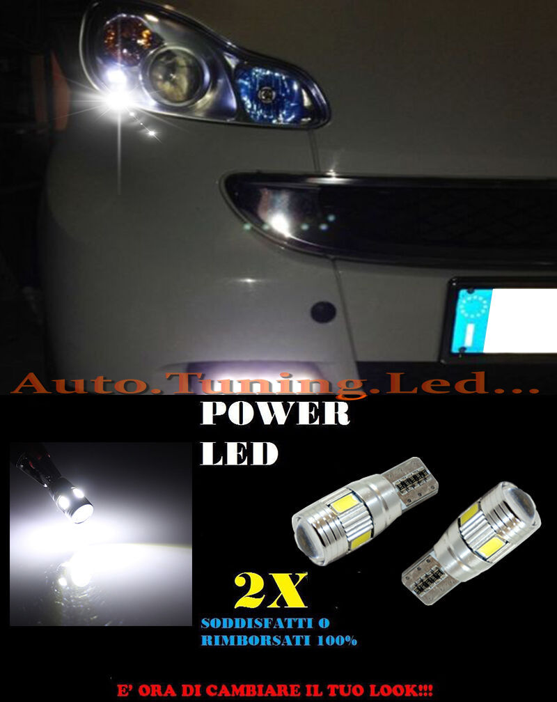 LUCI POSIZIONE SMART 451 450 CANBUS T10 BIANCO 6 LED W5W SUPER QUALITA